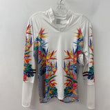 LUCKY IN LOVE WOMEN'S ACTIVE TOP white multi tropical M(8-10)