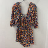 FREE PEOPLE WOMEN'S ROMPER navy orange floral L