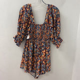 FREE PEOPLE WOMEN'S ROMPER navy orange floral L