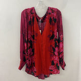 FREE PEOPLE WOMEN'S BLOUSE/SHIRT red pink print M