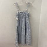 SUNDAY BEST WOMEN'S DRESS white blue stripe L