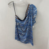 TRINA TURK WOMEN'S TOP blue white black L