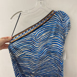 TRINA TURK WOMEN'S TOP blue white black L
