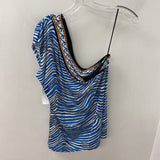 TRINA TURK WOMEN'S TOP blue white black L
