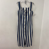 H&M WOMEN'S DRESS navy white stripe S
