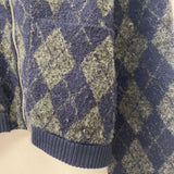ZARA WOMEN'S CARDIGAN navy grey argyle M