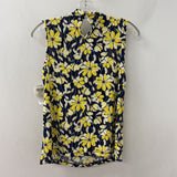 TOMMY HILFIGER WOMEN'S TOP navy yellow white S
