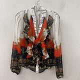 JOSEPH RIBKOFF WOMEN'S BLOUSE/SHIRT orange black white 2