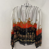 JOSEPH RIBKOFF WOMEN'S BLOUSE/SHIRT orange black white 2