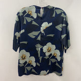 ANNE KLEIN WOMEN'S BLOUSE/SHIRT navy floral M