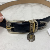 BRIGHTON WOMEN'S BELT black silver gold 32"