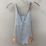 LUCKY IN LOVE WOMEN'S ACTIVE TOP blue orange yellow XS