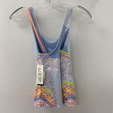 LUCKY IN LOVE WOMEN'S ACTIVE TOP blue orange yellow XS