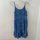 JAPNA WOMEN'S DRESS blue w embroidered daisies M