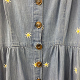 JAPNA WOMEN'S DRESS blue w embroidered daisies M