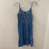JAPNA WOMEN'S DRESS blue w embroidered daisies M