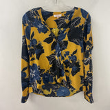PARKER WOMEN'S BLOUSE/SHIRT goldenrod blue floral S