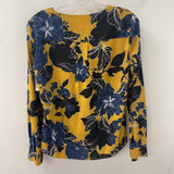 PARKER WOMEN'S BLOUSE/SHIRT goldenrod blue floral S