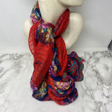 WOMEN'S SCARF/SHAWL red multi colour stripes and floral