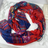 WOMEN'S SCARF/SHAWL red multi colour stripes and floral