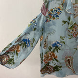 alice + olivia WOMEN'S BLOUSE/SHIRT blue green multi L