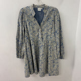 ICHI WOMEN'S DRESS blue ivory print XS/34