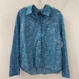 LIBERTY art fabrics WOMEN'S BLOUSE/SHIRT blue paisley XL