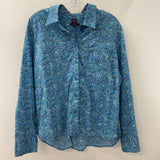 LIBERTY art fabrics WOMEN'S BLOUSE/SHIRT blue paisley XL