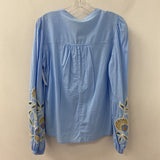 WOMEN'S BLOUSE/SHIRT blue multi colour embroidered sleeves M