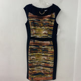 JOSEPH RIBKOFF WOMEN'S DRESS black multi-earth- tones 16