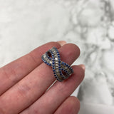 925 WOMEN'S RING silver blue clear 10