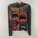 DESIGUAL WOMEN'S TOP red pink blue multi M