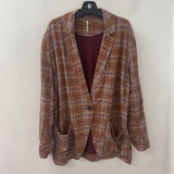 FREE PEOPLE WOMEN'S BLAZER/JACKET magenta yellow white S