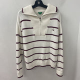 BENETTON WOMEN'S SWEATER white burgundy stripe L