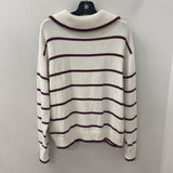 BENETTON WOMEN'S SWEATER white burgundy stripe L