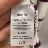BENETTON WOMEN'S SWEATER white burgundy stripe L