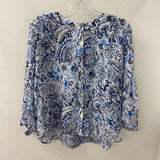 TRIBAL WOMEN'S BLOUSE/SHIRT white blue floral print M