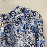 TRIBAL WOMEN'S BLOUSE/SHIRT white blue floral print M