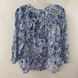 TRIBAL WOMEN'S BLOUSE/SHIRT white blue floral print M