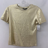 ZARA WOMEN'S T-SHIRT gold metallic S