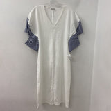 ZARA WOMEN'S DRESS white w/navy striped trim M