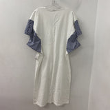 ZARA WOMEN'S DRESS white w/navy striped trim M