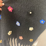 WOMEN'S SCARF/SHAWL black multi colour floral