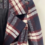 SAKS FIFTH AVE WOMEN'S COAT red navy white plaid M