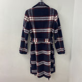 SAKS FIFTH AVE WOMEN'S COAT red navy white plaid M