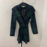 CLEO WOMEN'S COAT green black navy plaid M