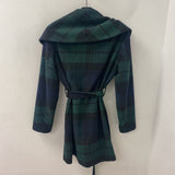 CLEO WOMEN'S COAT green black navy plaid M