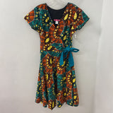 WOMEN'S DRESS green orange yellow print 12