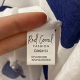 RED CORAL WOMEN'S TANK/CAMI white navy dots L