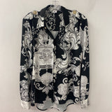 GIL SANTUCCI WOMEN'S BLOUSE/SHIRT black white grey baroque print 8/44